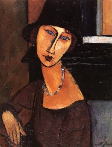 jeanne-hebuterne-con cappello e collana