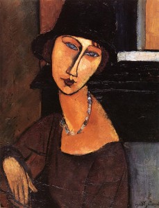 jeanne-hebuterne-con cappello e collana